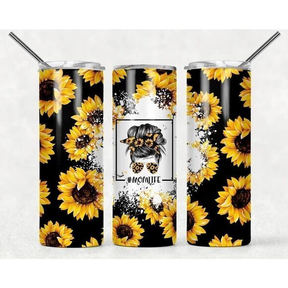 Handmade Other - Sunflower Tumbler, Mom Tumbler, Sunflower Mom Tumbler, mom life tumbler,